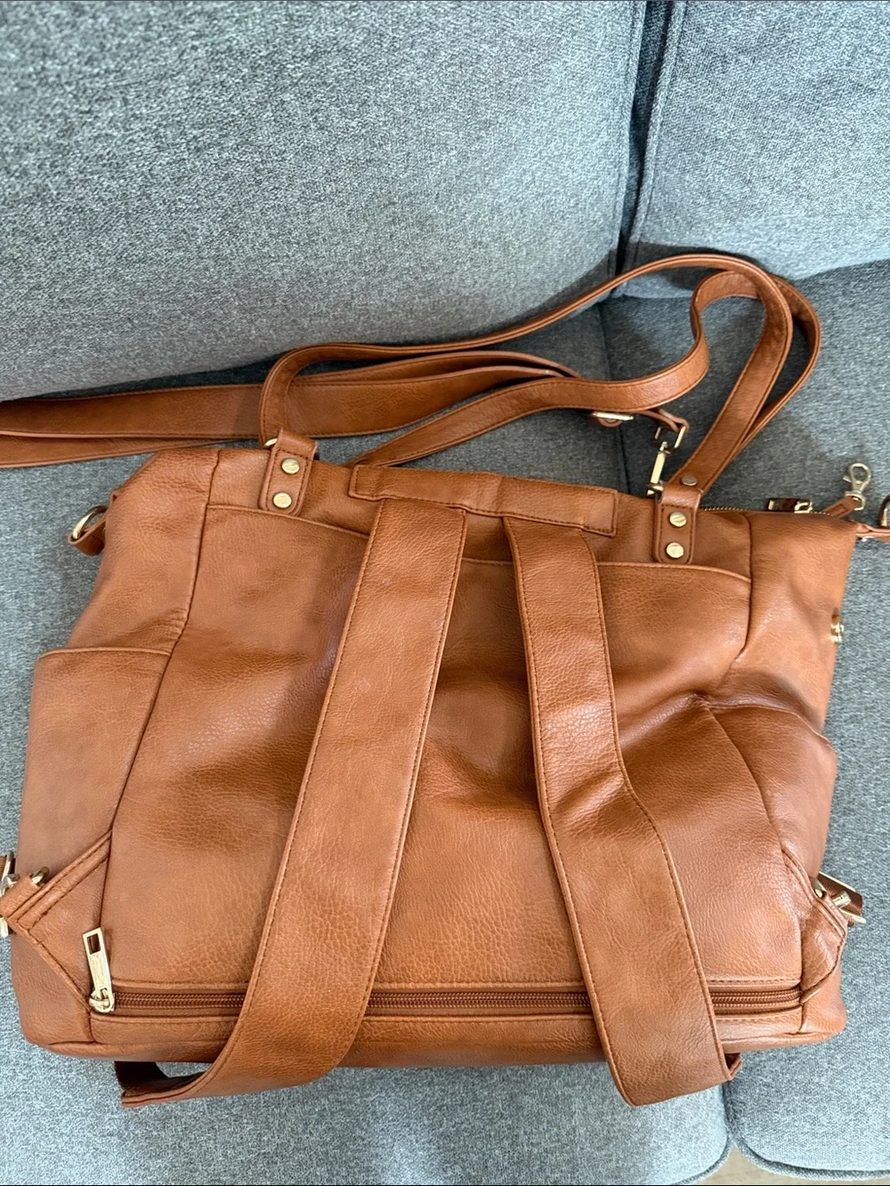 Classic Tan Baby Bag Tote with Adjustable Shoulder Strap